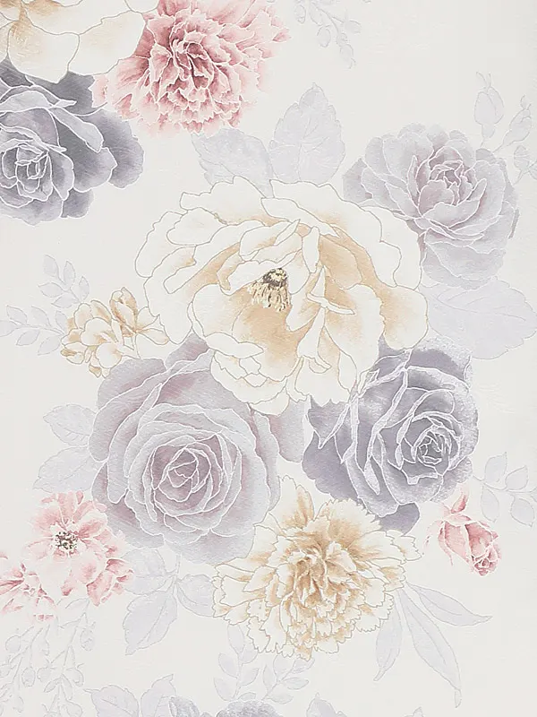 小学生卒業式かんたん袴(女の子) 9092白スモキーバラ×モーヴピンク