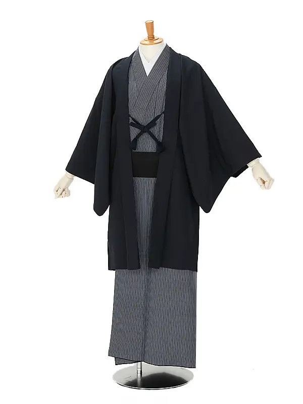 ﾒﾝｽﾞｱﾝｻﾝﾌﾞﾙ0044   L 紺×着物 紺縞