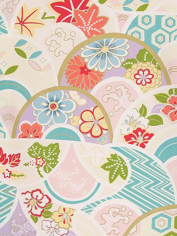 卒業式袴ﾚﾝﾀﾙ 1106 クリーム古典 四季の花×ボルドー