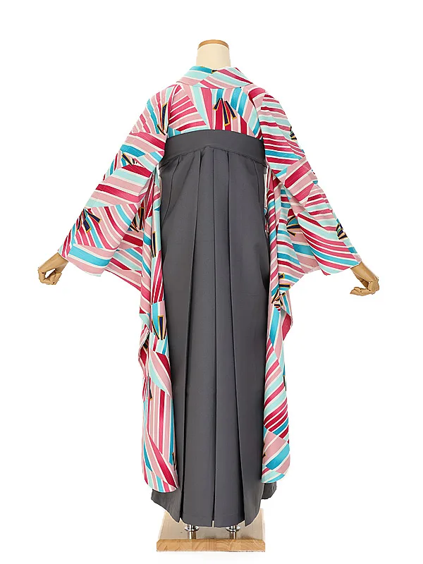 卒業式袴ﾚﾝﾀﾙ 1109   modernピンク ブルー×アッシュグレー