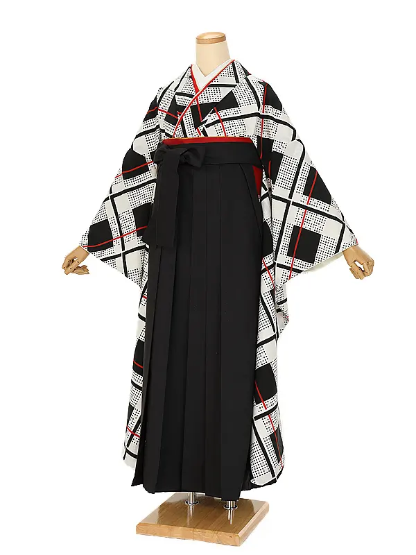 卒業式袴ﾚﾝﾀﾙ 1113 Modern黒 赤ライン×黒