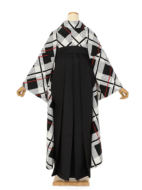 卒業式袴ﾚﾝﾀﾙ 1113 Modern黒 赤ライン×黒