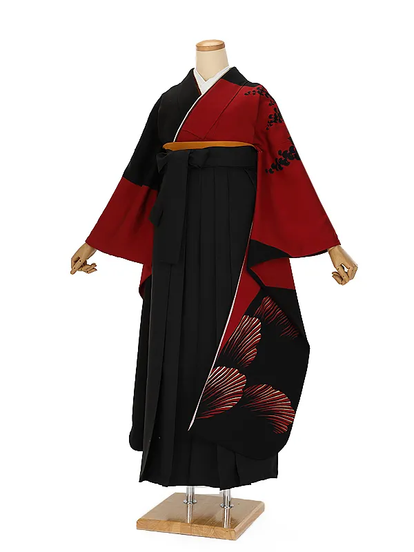 卒業式袴ﾚﾝﾀﾙ 1115 赤黒stylish×黒
