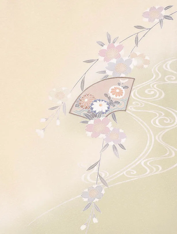 附下0028　黄扇面に流水