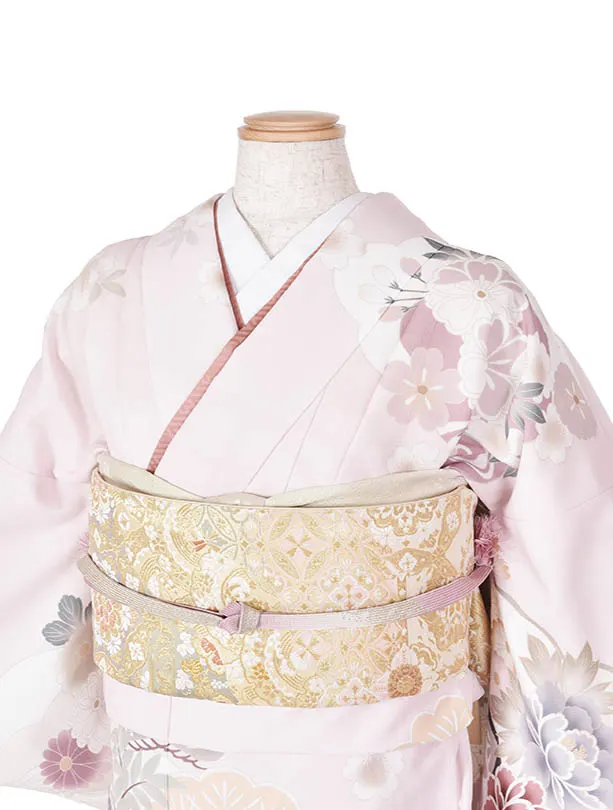 訪問着 0066薄ピンク四季花