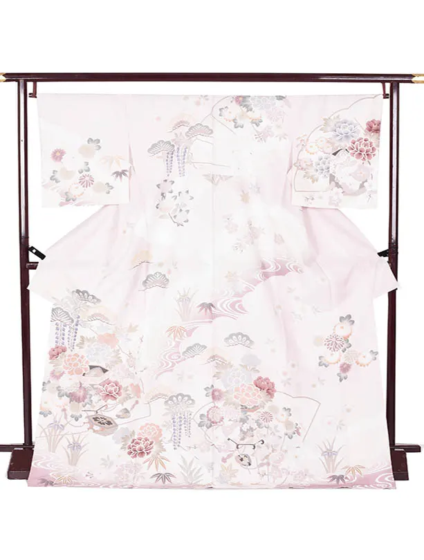 訪問着 0066薄ピンク四季花