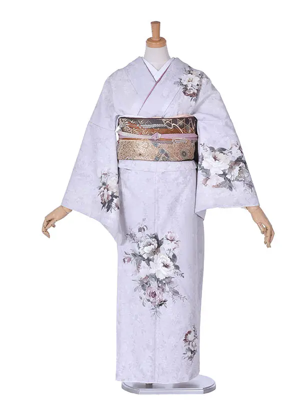 訪問着 0080ジャパンスタイル くすみパープル アネモネ