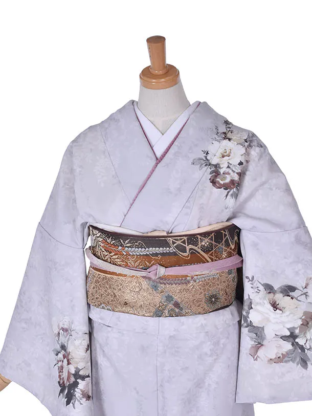 訪問着 0080ジャパンスタイル くすみパープル アネモネ