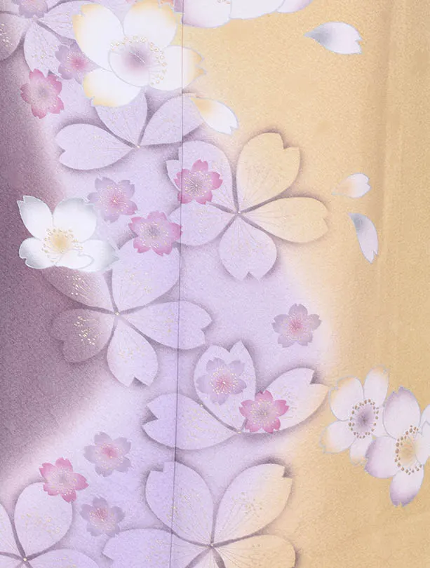 NEO訪問着0006【正絹】黄色紫桜