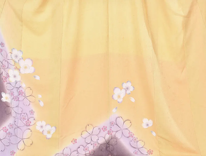 NEO訪問着0006【正絹】黄色紫桜