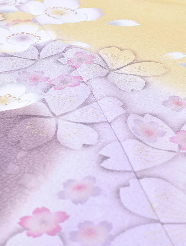 NEO訪問着0006【正絹】黄色紫桜