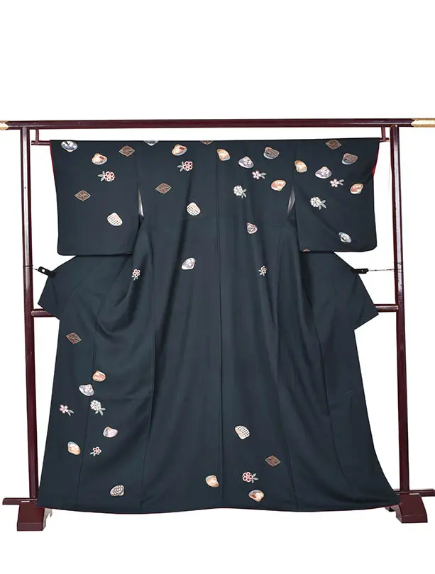 NEO訪問着003４緑貝に向鶴