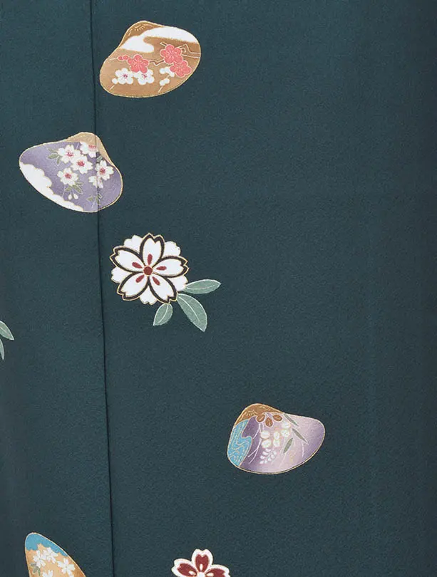 NEO訪問着003４緑貝に向鶴