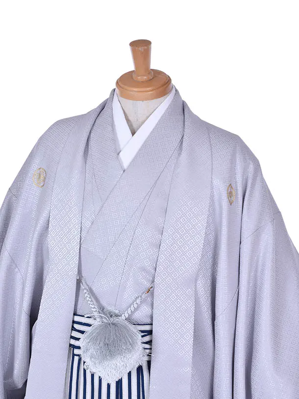 男性用袴・成人式・03344グレー菱紋