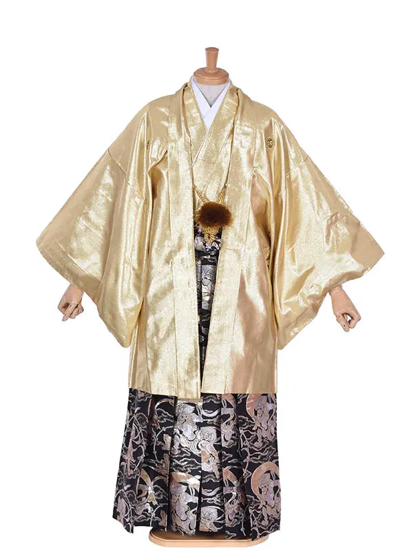 男性用袴・成人式・03486ゴールド龍