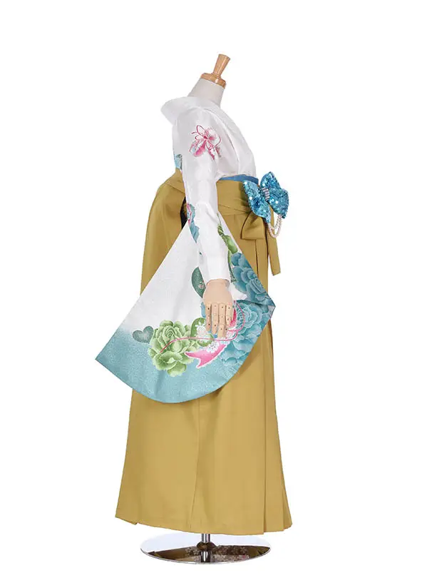 卒業袴レンタル0320白薔薇マスタード袴