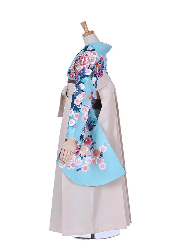 卒業袴ﾚﾝﾀﾙ0323水色小花ベージュ袴