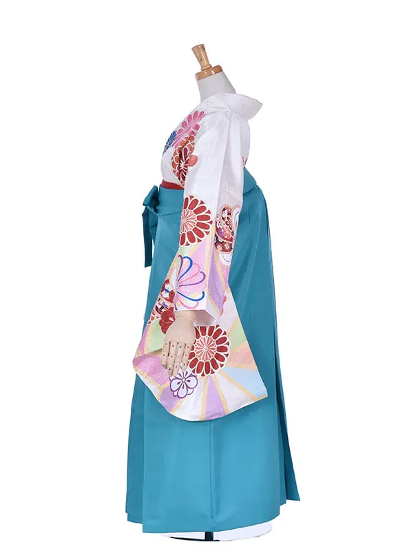卒業袴ﾚﾝﾀﾙ0324白ねじりにターコイズ