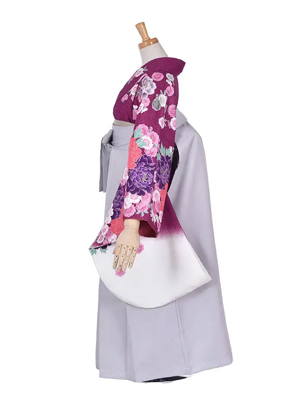 卒業袴 ﾚﾝﾀル0326紫牡丹グレー袴