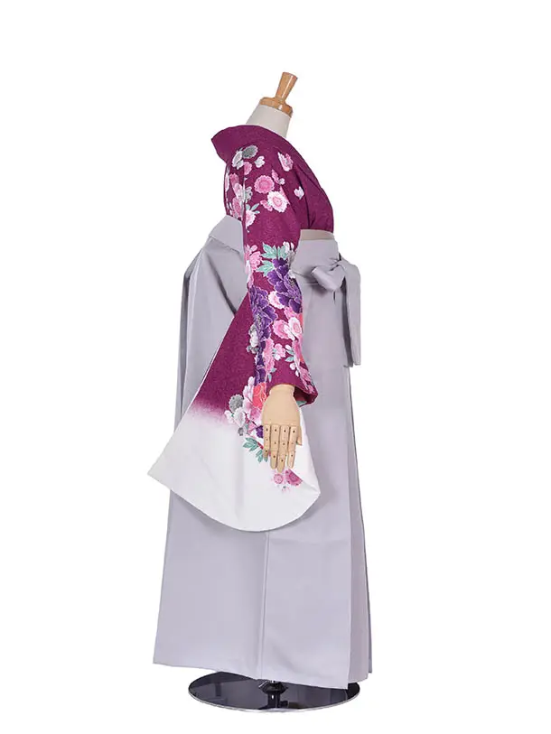 卒業袴 ﾚﾝﾀル0326紫牡丹グレー袴