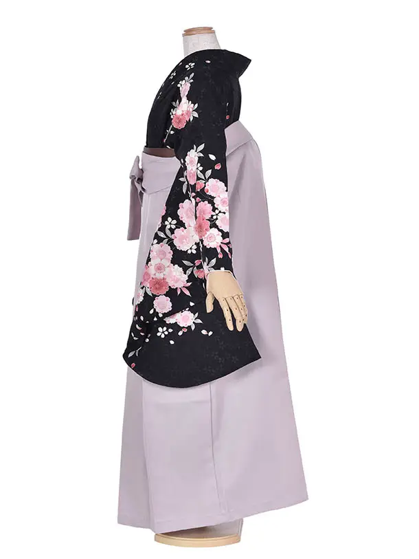 先生卒業袴 ﾚﾝﾀル0328黒小花くすみ袴
