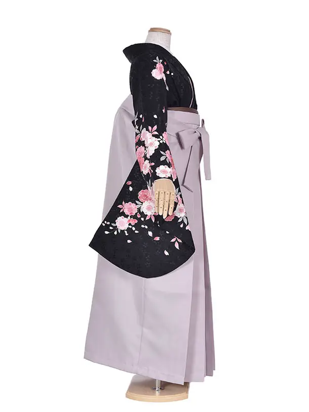 先生卒業袴 ﾚﾝﾀル0328黒小花くすみ袴