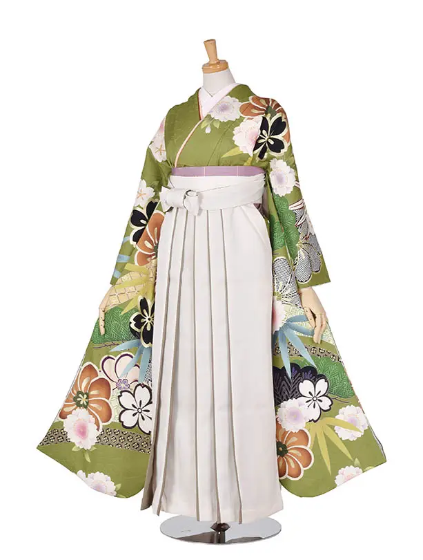 卒業袴レンタル C008抹茶クリーム袴