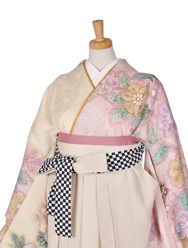 卒業袴レンタル C009総絞りクリーム袴