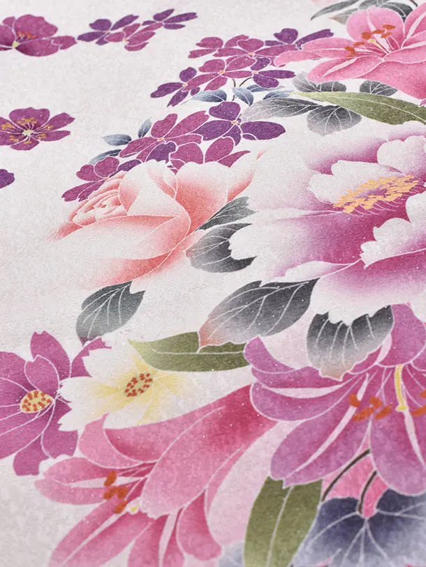 卒業式振袖袴レンタルC166白赤グラデーション濃紺袴