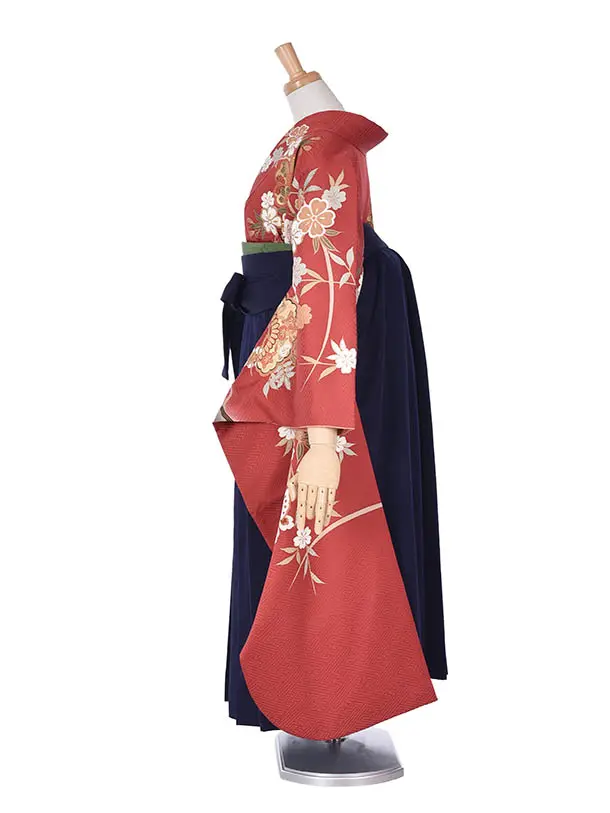 卒業式振袖袴レンタルC273古典片身替わり濃紺袴