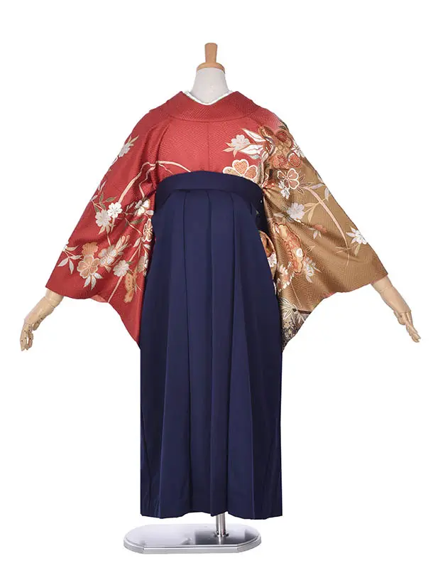 卒業式振袖袴レンタルC273古典片身替わり濃紺袴