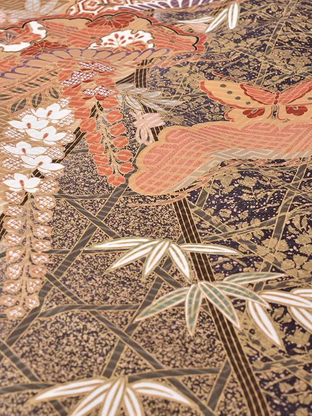 卒業式振袖袴レンタルC273古典片身替わり濃紺袴