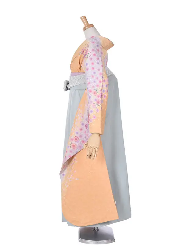 卒業式振袖袴レンタルC328オレンジ小花ペパーミント袴