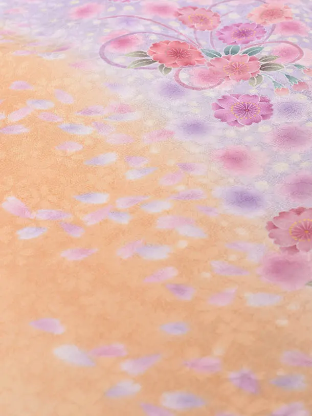 卒業式振袖袴レンタルC328オレンジ小花ペパーミント袴