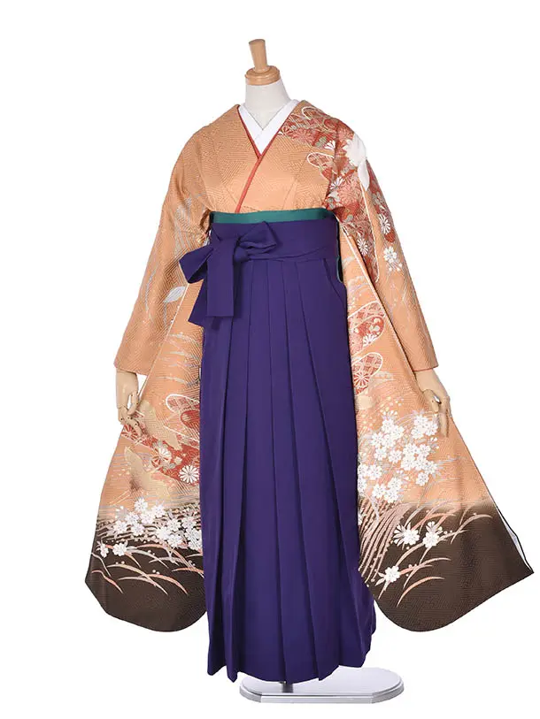 卒業式振袖袴レンタルC431古典紫袴