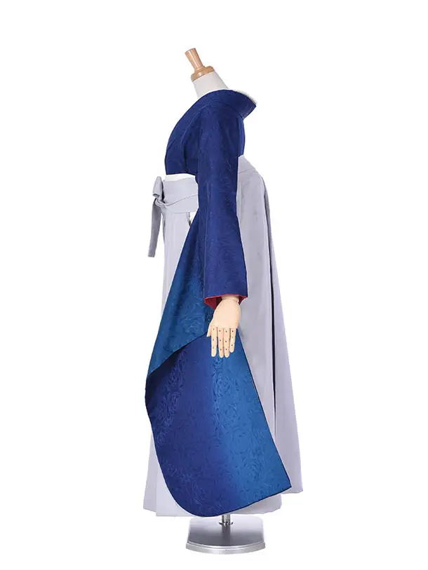 卒業式振袖袴レンタルC434青地紋ライトグレー袴