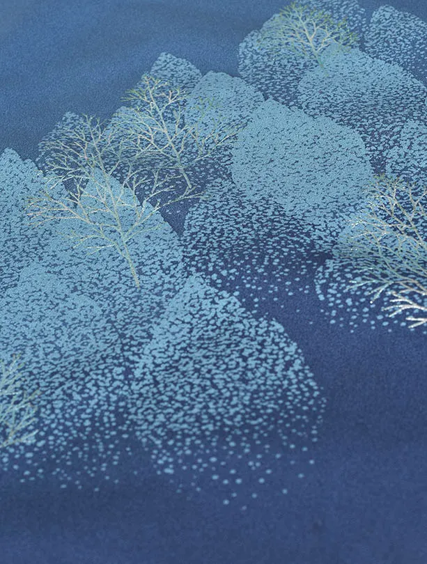 先生袴 ﾚﾝﾀルD0001【正絹】ブルー木立紋グレー袴