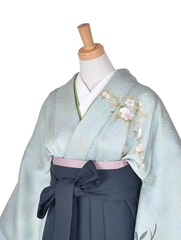 先生袴 ﾚﾝﾀル【正絹】D008グリーンオーロラモスグリーン袴