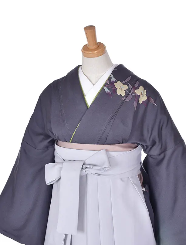 先生袴 ﾚﾝﾀル【正絹】D015グレーぼかしライトグレー袴