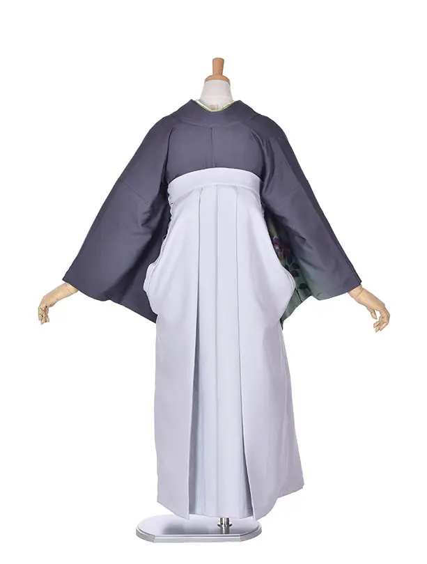 先生袴 ﾚﾝﾀル【正絹】D015グレーぼかしライトグレー袴