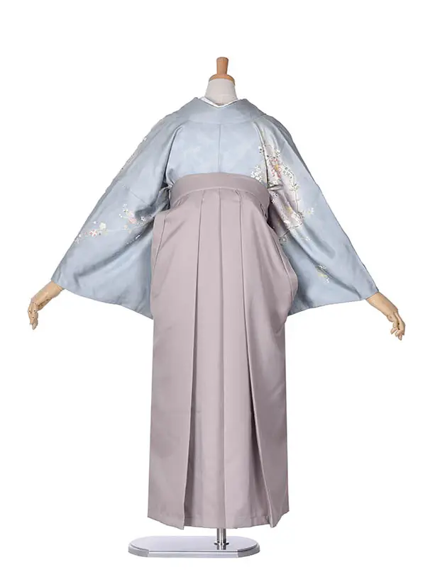 先生袴 ﾚﾝﾀルD0032【正絹】水色小花モカ袴