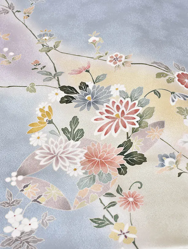 先生袴 ﾚﾝﾀルD0032【正絹】水色小花モカ袴