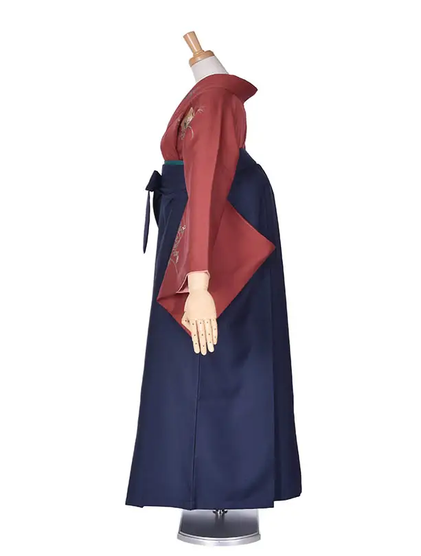 先生袴 ﾚﾝﾀル【正絹】D034赤四季紺袴