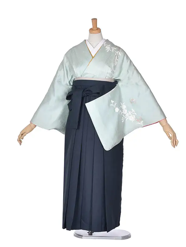 先生袴 ﾚﾝﾀルD0052【正絹】ペパーミントモスグリーン袴