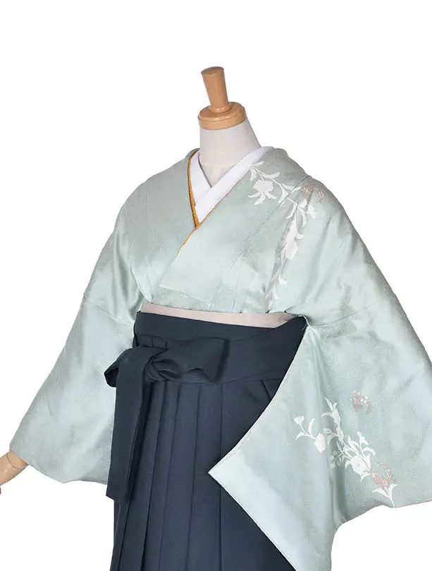 先生袴 ﾚﾝﾀルD0052【正絹】ペパーミントモスグリーン袴