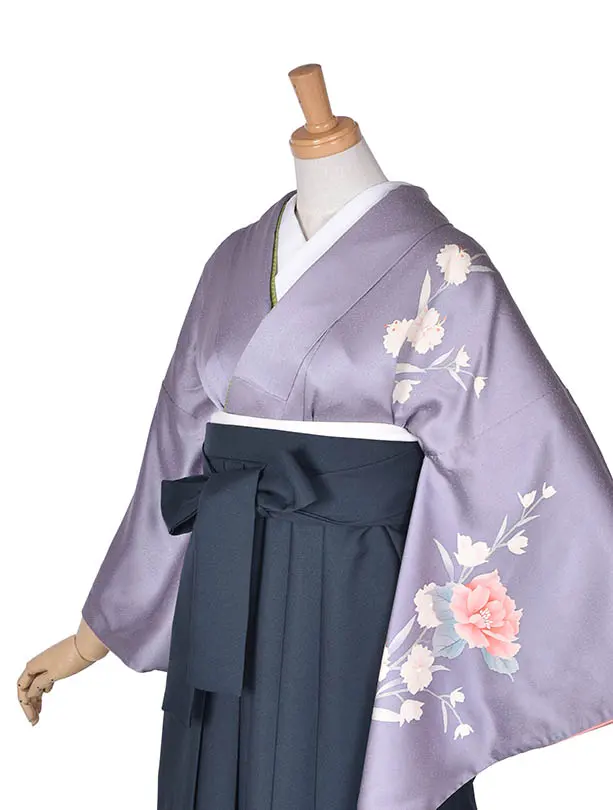 先生袴 ﾚﾝﾀルD054サーモンピンクチャコールグレー袴