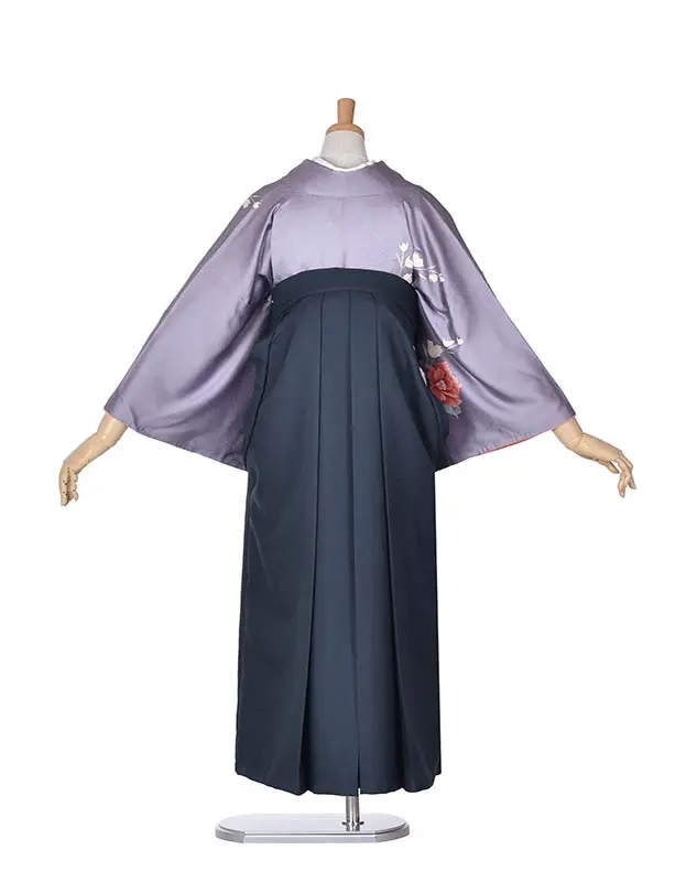 先生袴 ﾚﾝﾀルD054サーモンピンクチャコールグレー袴