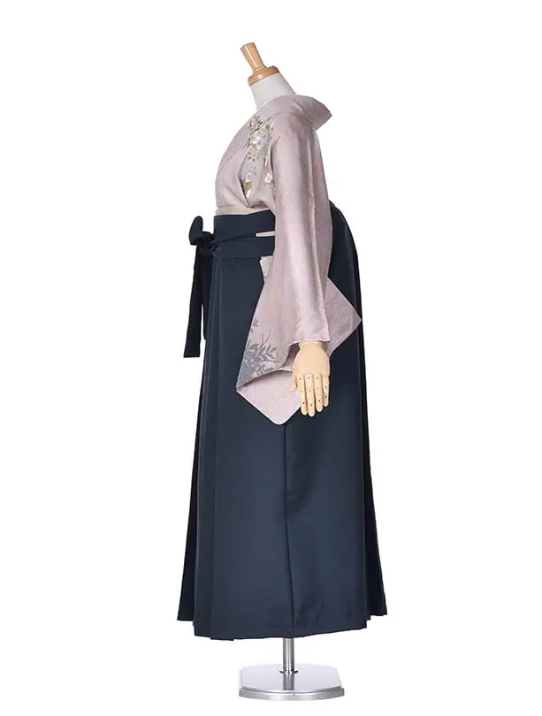 先生袴 ﾚﾝﾀルD0057【正絹】グレーオーロラモスグリーン袴