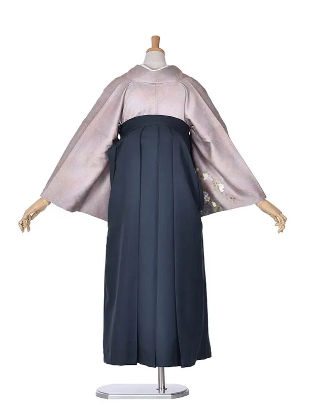 先生袴 ﾚﾝﾀルD0057【正絹】グレーオーロラモスグリーン袴