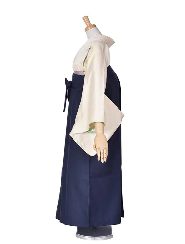 先生袴 ﾚﾝﾀル【正絹】D064黄緑牡丹紺袴